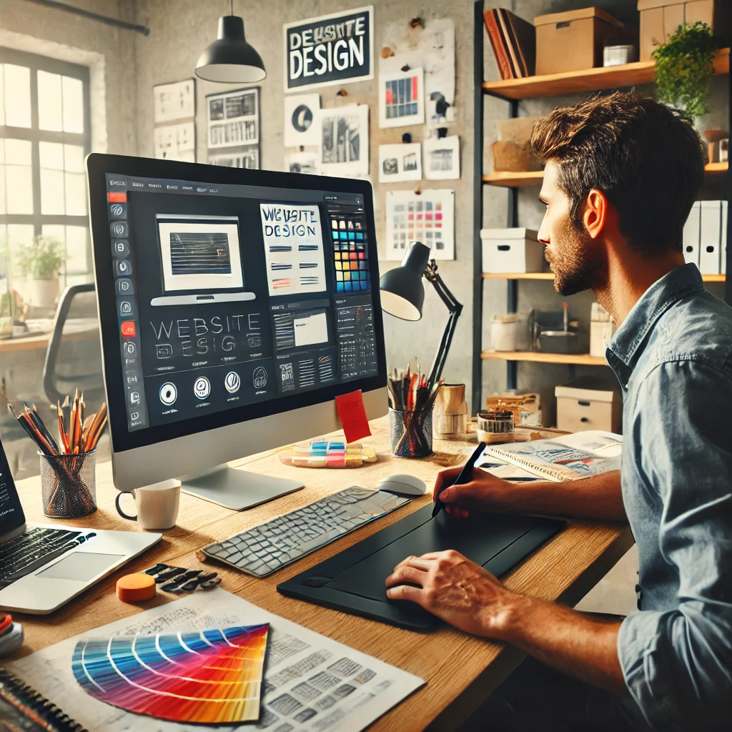 Website designer building a website.